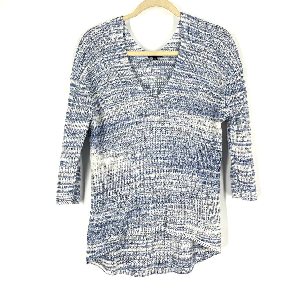 Express‎ Cotton Blend Knit Pullover Top Blue White Women's Size XS